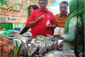 Bupati Kuningan saat meninjau hasil produk lokal pada KUKM Ekspo 